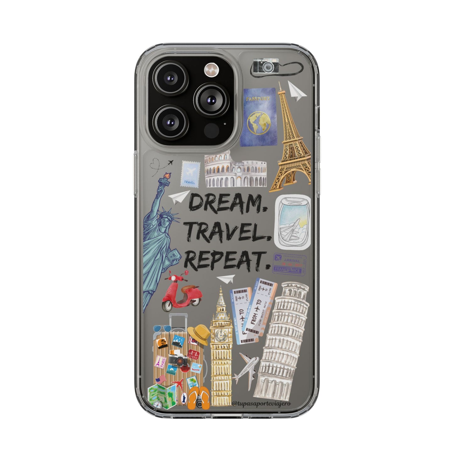 Cover de Teléfono Dream. Travel. Repeat.