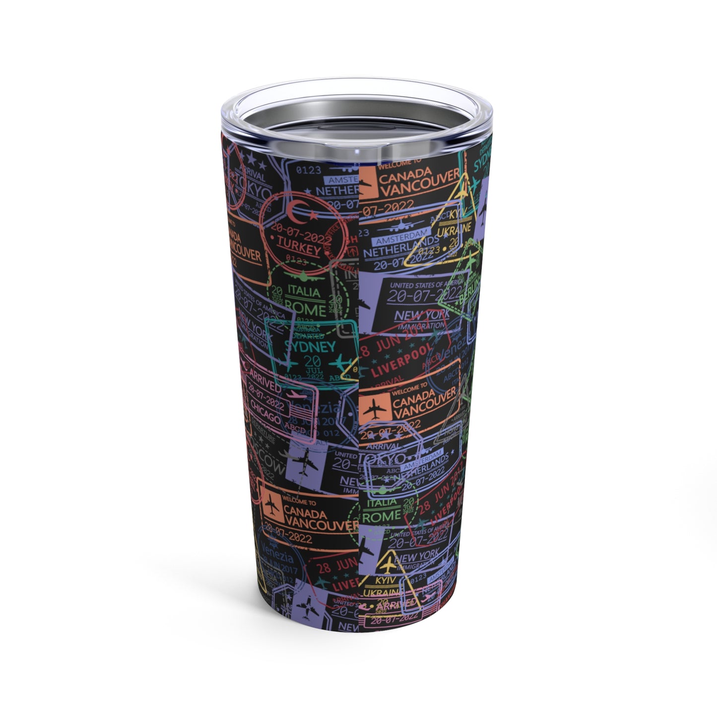 Vaso Tumbler Negro de Viaje con Estampas, 20oz