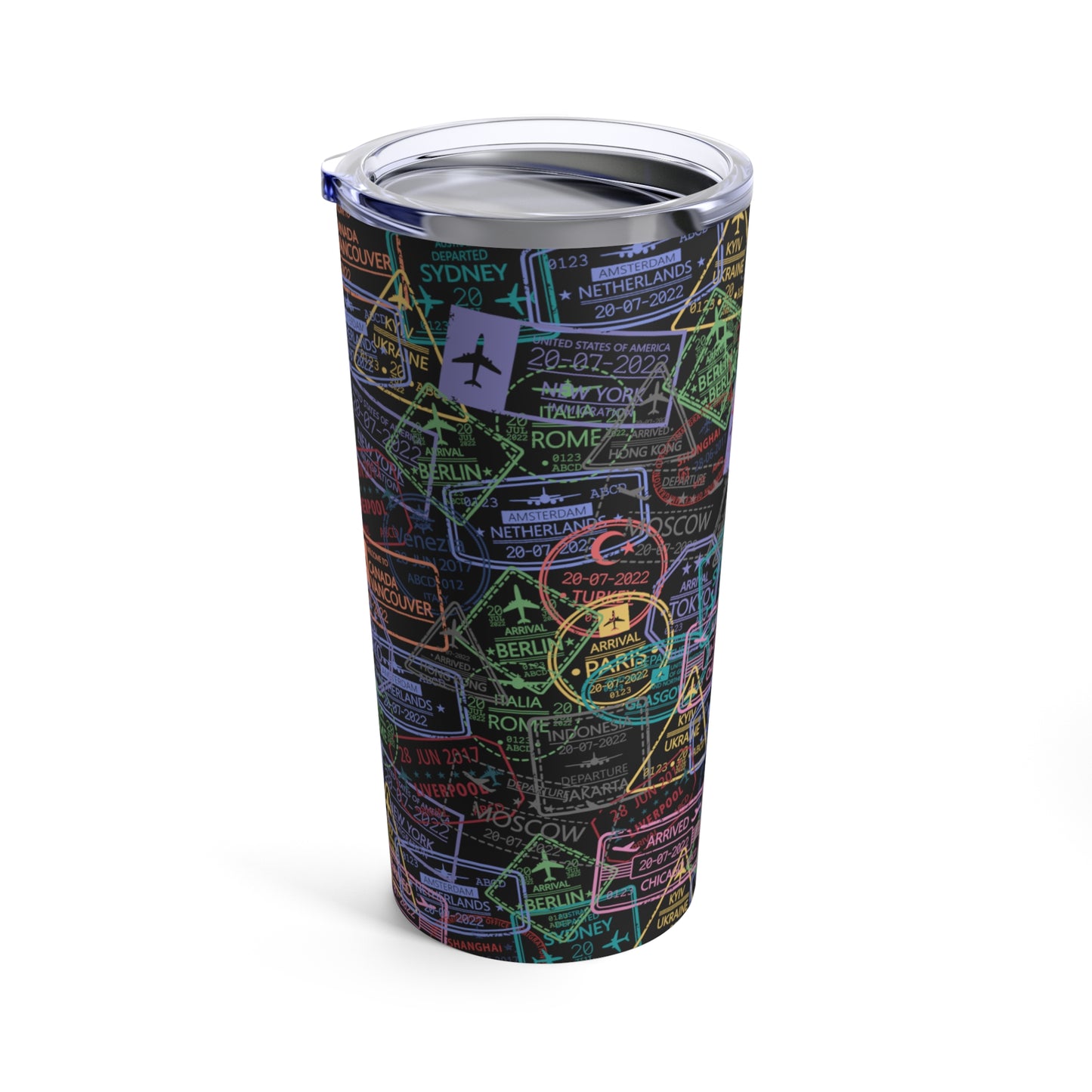 Vaso Tumbler Negro de Viaje con Estampas, 20oz