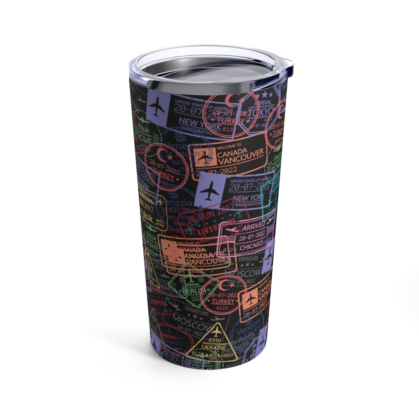 Vaso Tumbler Negro de Viaje con Estampas, 20oz